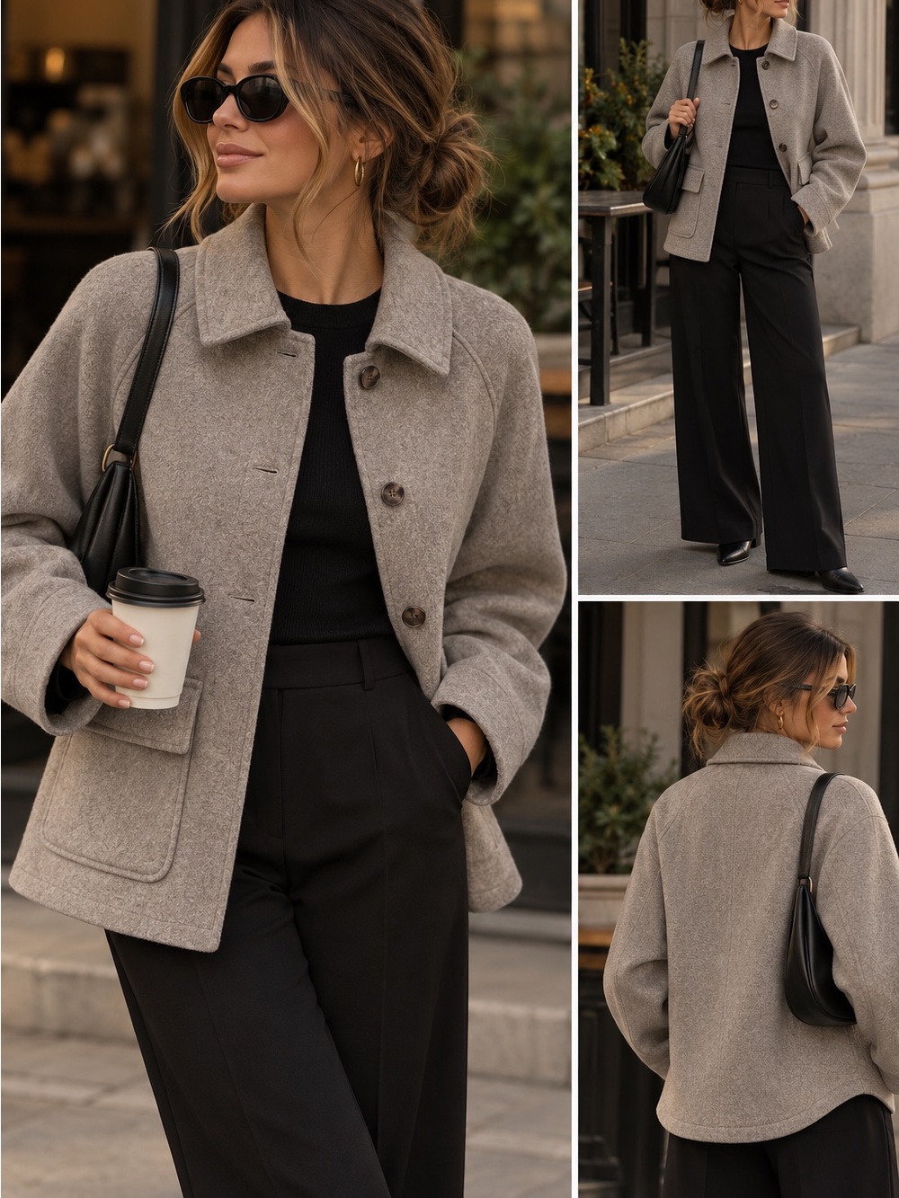 CLEO- Women’s Oversized Grey Button Jacket